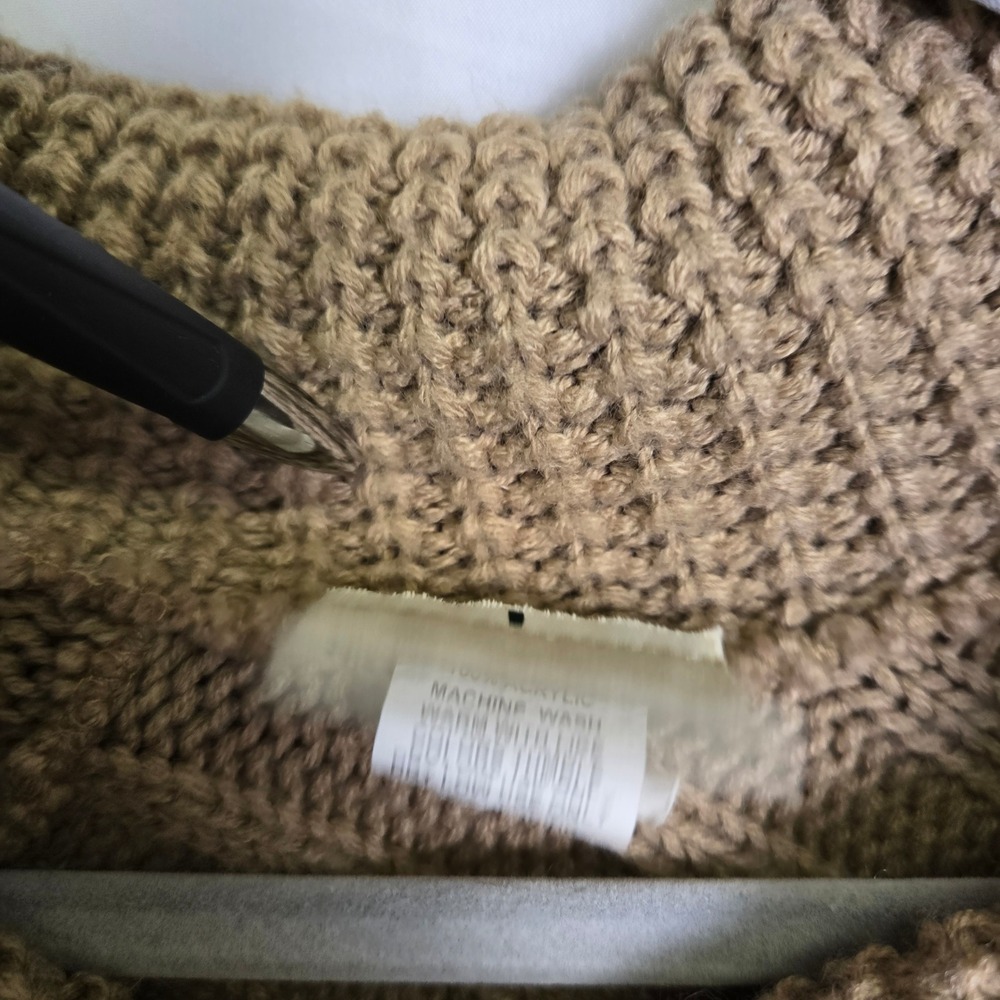 Vermont Country Store Cowl‎ Neck Knit Poncho Shawl, Tan Beige, Missy One Size - Picture 5 of 10